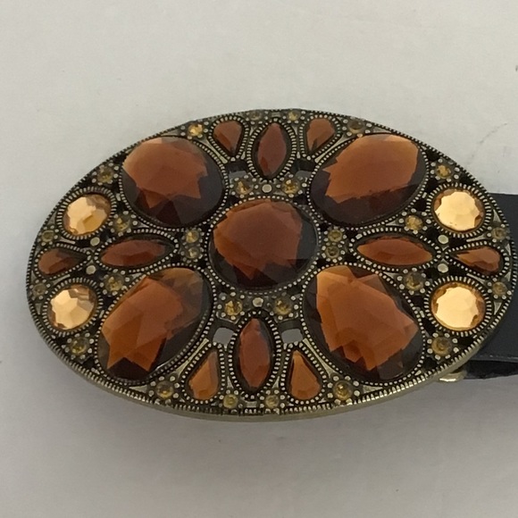 AMIEE LYNN BLACK LEATHER JEWELED BELT M/L - Picture 4 of 15